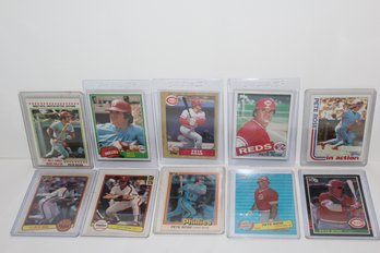 10 Card Pete Rose Group - Late 70s - 80s Topps- Fleer- Donruss