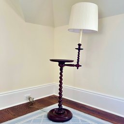 A Carved Barley Twist Mahogany Georgian Style Carved Wood Standing Table Lamp