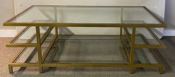 Mid-century Style Glass And Brass Table