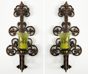 A Pair Of Vintage Metal Gothic Revival Wall Sconces