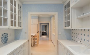 A French Country Kitchen Entire Butlers Pantry With Glass Paneled Upper Doors