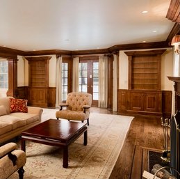 A Pair Of Incredible Quality Custom Wood Cabinets With Glass Shelves - LR