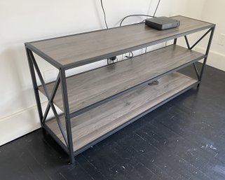 A Three Tiers Metal And Wood Console/Tv Table