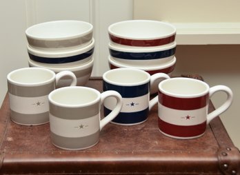 (6) Lexington Company Cereal Bowls With (4) Matching Coffee Mugs