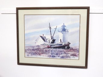 Large James Colway Nautical Themed Print Titled High And Dry.