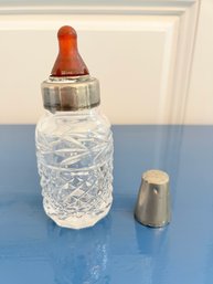 Vintage Cut Crystal And Sterling Baby Bottle *Collectible*