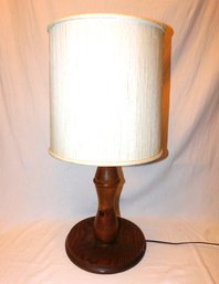 Handmade Turned Wooden Lamp, Signed