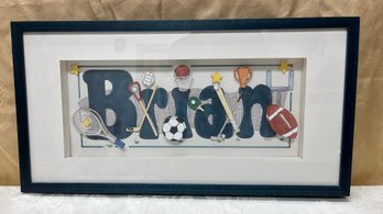 A Framed  Sports Name Sign  Hand Made  - Wall Hang Decor