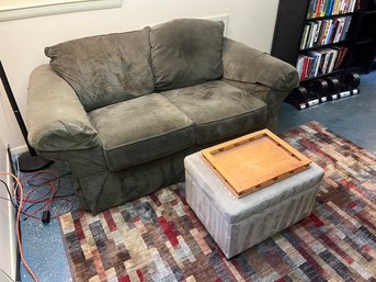 Flex Steel Love Seat, Ottoman & Dansk Teak Tray