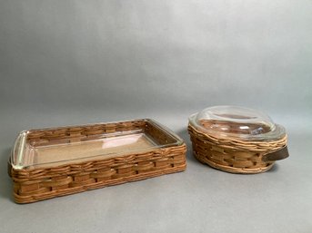 Vintage Pyrex Casserole Dish Holders With Leather Handles