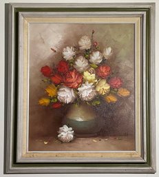 R. Paramount Signed MC Impressionist Still Life Flowers Oil Painting.