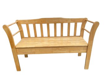 Blonde Wood Sitting Bench With Seat Storage