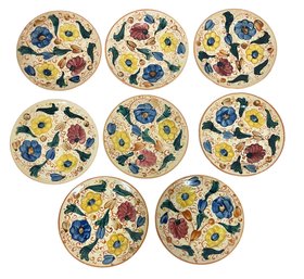 Set Of 8 Florally Designed Plates Made In Japan