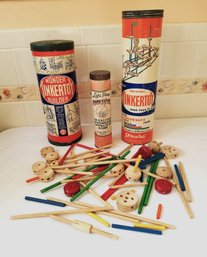 Antique Wonder Tinker Toy Builder, Let's Play Fiddle Stix & Spalding Original Tinker Toy With Colored Rodss