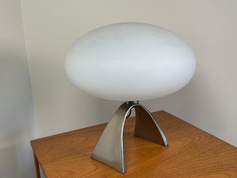 Mid Century Modern Laurel Mushroom Shade Desk Lamp With Arched Chrome Base