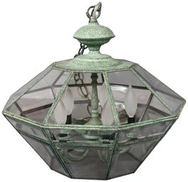 Fredrick Ramond Rustic Iron And Glass Octagon Shaped Five Arm Hanging Pendant Light Fixture