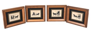 Collection Of Four B&S Creations Framed Horse And Buggy Silhouettes