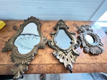 Lot Of Three Gilt Wood Framed Mirrors