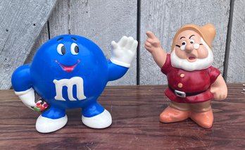 127. Ceramic M&M Bank & Dwarf Caracter 'doc'