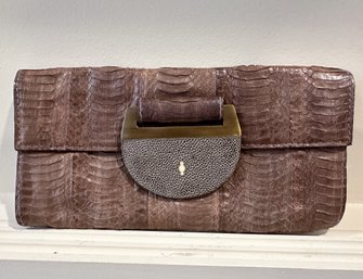 R&Y Augousti Snake Skin Clutch