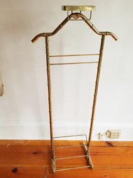 Great Mid Century Modern Vintage Brass Bamboo Look Clothing Suit Valet Stand
