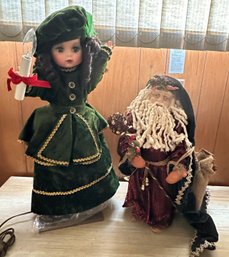 Christmas Victorian Standing Doll & Saint Nicholas Standing Figure