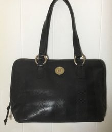 A23. Vintage FENDI Black Leather Petite Tote Handbag.