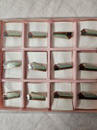 12 Collectible Enamel Vermont Pins Of Covered Bridge