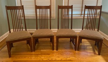 Group Of Four Mission Style Wood Dining Chairs
