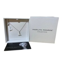 New Zales Marilyn Monroe Collection White Dress Necklace Sterling, Diamond & Enamel