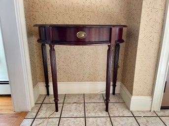 Bombay Company Demilune Wood Table With Fluted Tapering Legs And Single Drawer