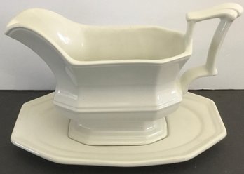 Red-Cliff Ironstone White Gravy Boat & Under Plate.