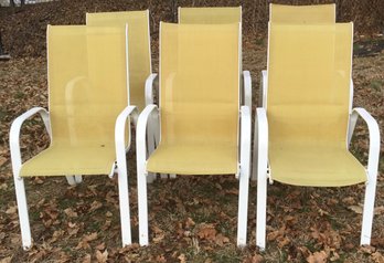 Telescope 6 Yellow & White, Stackable Sling Chairs.