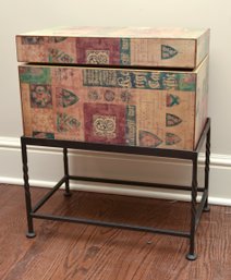 Painted Medieval Motif  Storage Chest On Stand