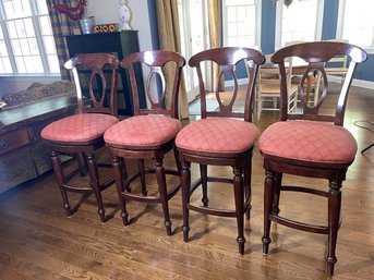 Four High Back Upholstered Swivel Bar Stools