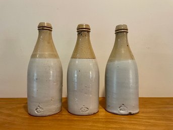 Three Grosvenor Pottery Ginger Beer Stoneware Bottles From Glasgow, Scotland