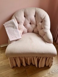 Pink And White Striped Boudoir  Chair With Extra Fabric If You Need