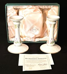 Limited Edition Lenox Constitution Candlesticks With Paperwork And Box