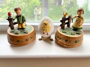 Two Goebel Music Boxes And A Goebel Egg