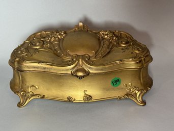 LARGE BRASS PATINATED ART NOUVEAU DRESSER CASKET