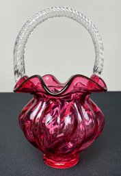 Fenton Cranberry Glass Basket