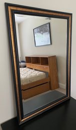 Matte Black And Gold Accented Beveled Mirror