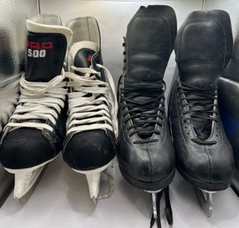 Pair Of Figure Skates Made In Czechoslovakia And Pair Of Hockey Skates