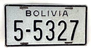 141. Antique Bolivia License Plate