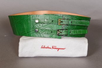 Vintage Salvatore Ferragamo Double Buckle Signature Leather Belt - Made In Italy (Size Medium)