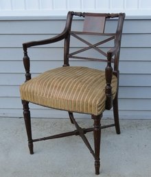 A Mahogany Sheraton Style Upholstered Armchair