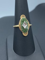 Antique 10k Yellow Gold Diamond & Irish Connemara Ring