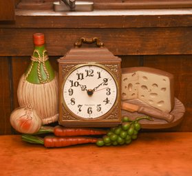 Vintage Wine And Cheese Kitchen Clock