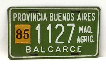 146. Antique Provincia Buenos Aires Balcarce Motorcycle License Plate