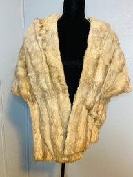 White Fur Shoulder Wrap- Initialed Inside